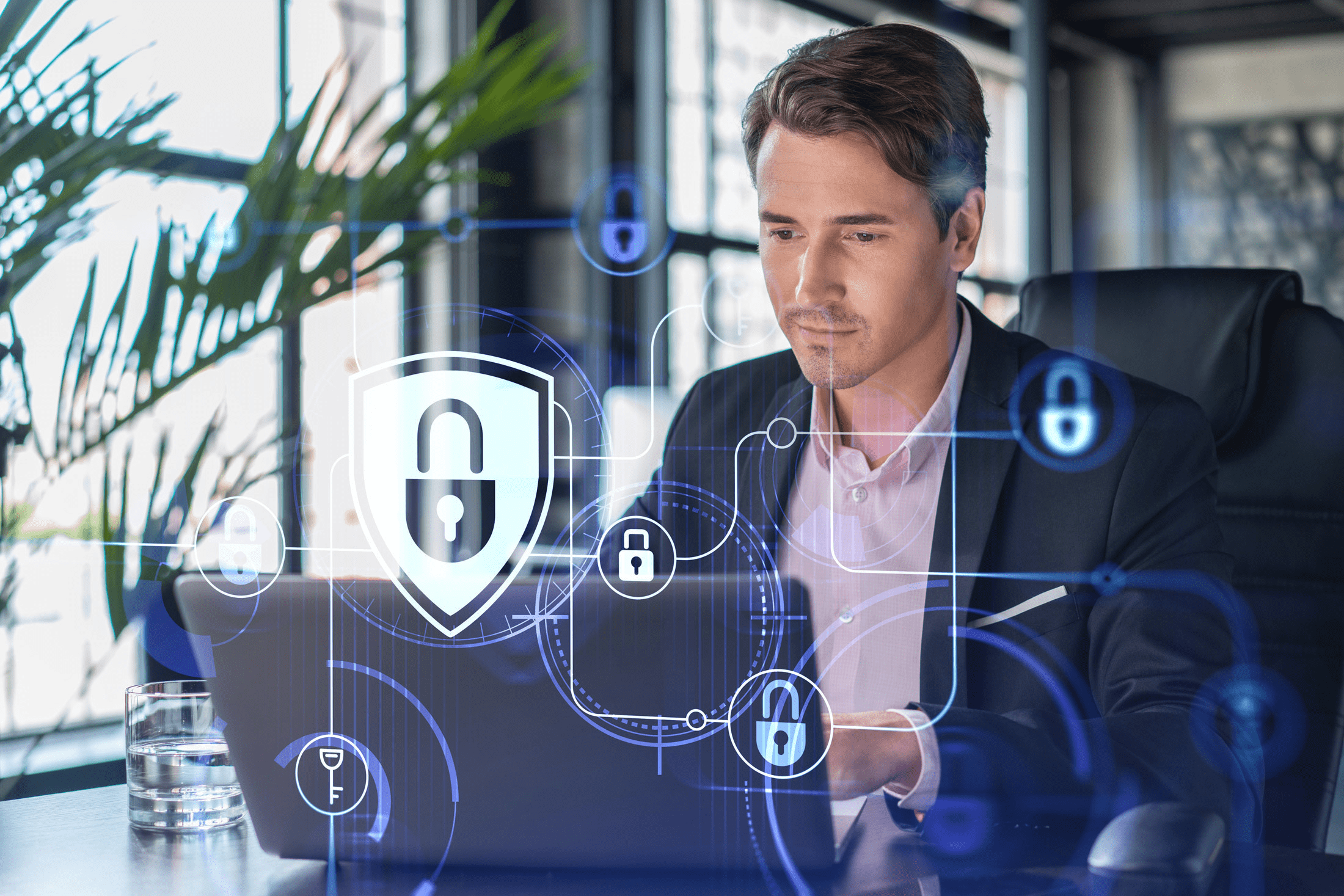 person working on a computer showing cyber security