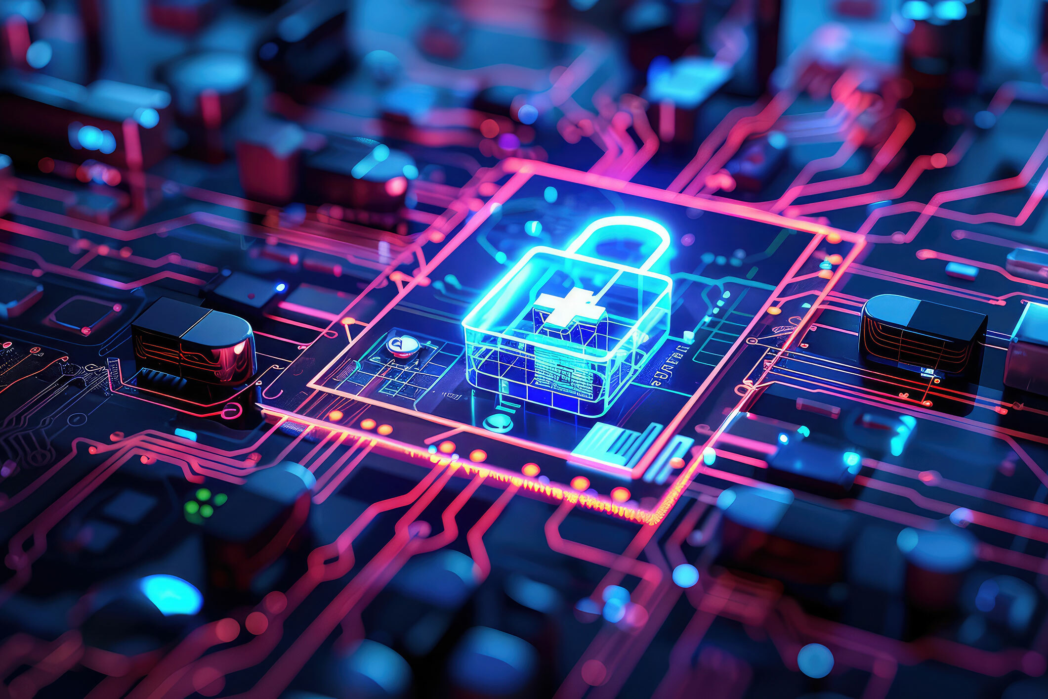 Computer security graphic with a lock